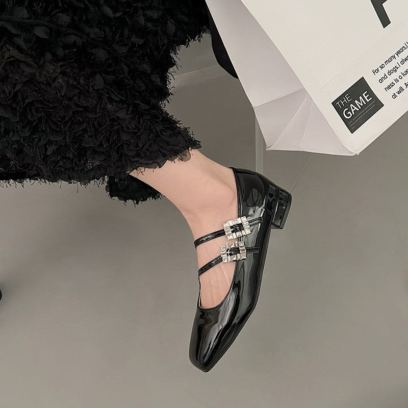 Damen Ballerinas mit dekorativen Riemchen und modischem Glanz R&B