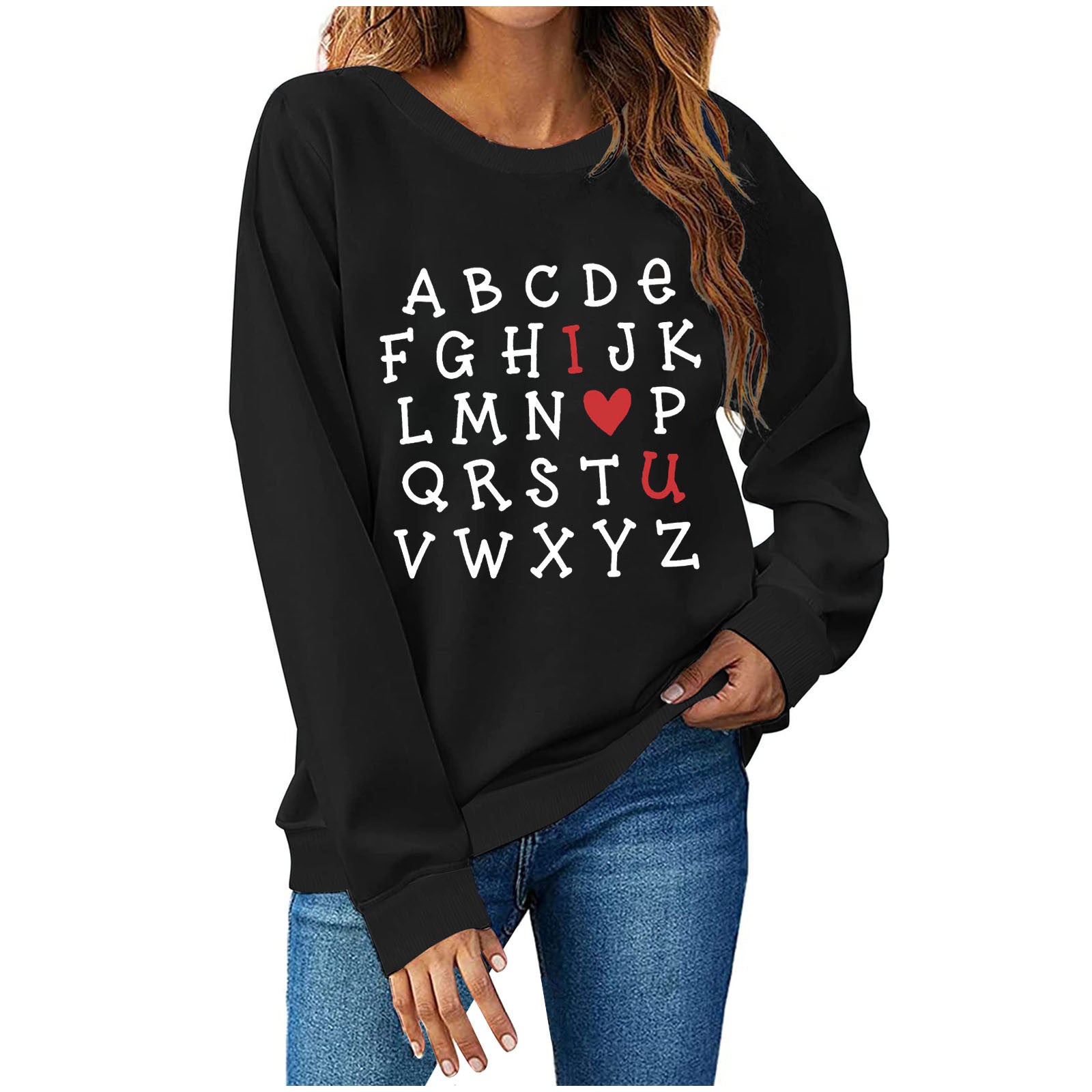 Damen Sweatshirt mit kreativem Alphabet-Design R&B