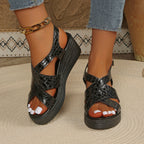 Damen Wedge-Sandaletten mit verstellbarem Riemendesign und rutschfester Sohle R&B