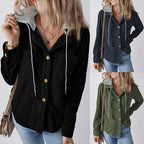 Damen Hemdblusenshirt mit Kapuze und geripptem Design
