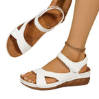 Damen Wedge-Sandalen mit verstellbarem Klettverschluss und anatomischem Fußbett R&B