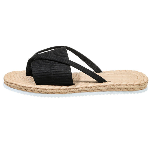 Damen Slide-Sandalen mit geflochtenem Riemen und komfortabler Sohle R&B
