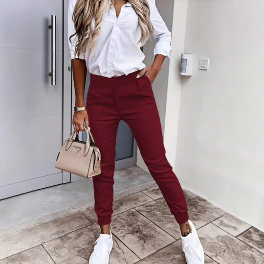 Damen bequeme Slim-Fit Chino-Hose R&B