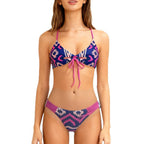 Damen Triangel-Bikini mit innovativem Detail und modischem Muster R&B