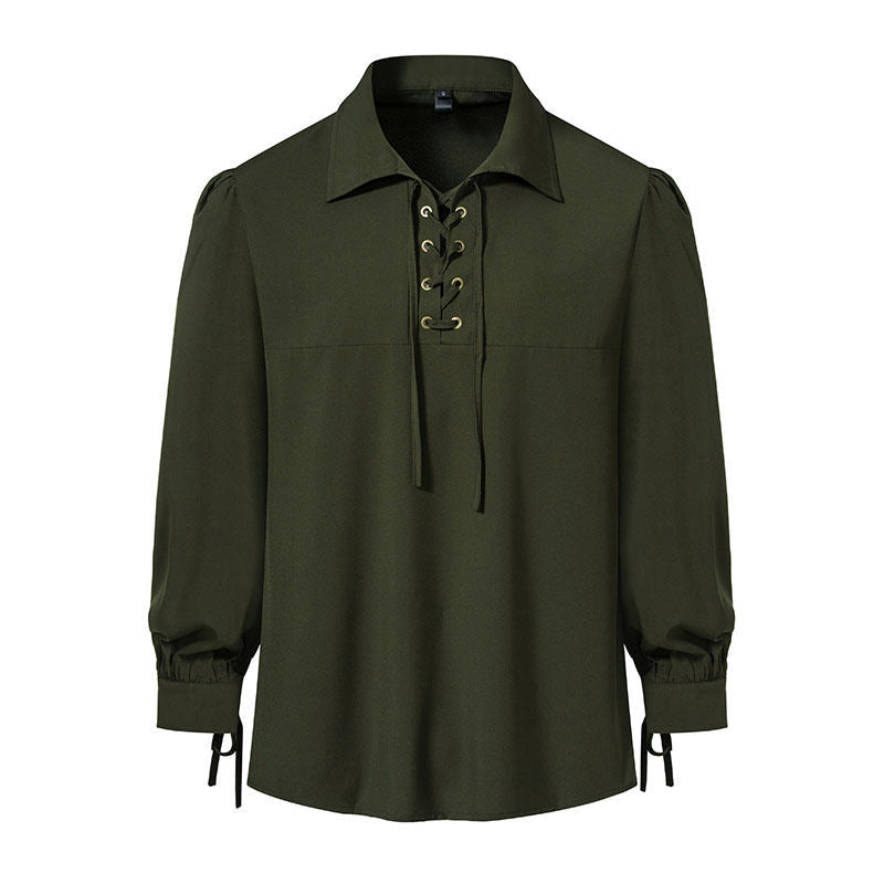 Damen Bluse mit modernem Schnürdesign und lässigen Puffärmeln