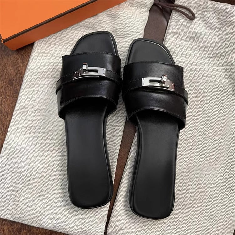 Damen Komfortable Slides mit modischem Riemendesign R&B
