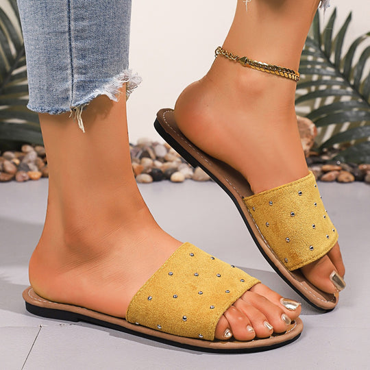 Damen modische Slides mit eleganten Metallakzenten R&B
