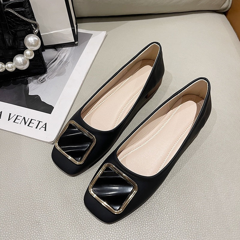 Damen elegante Ballerinas mit modischem Quadrat-Detail R&B