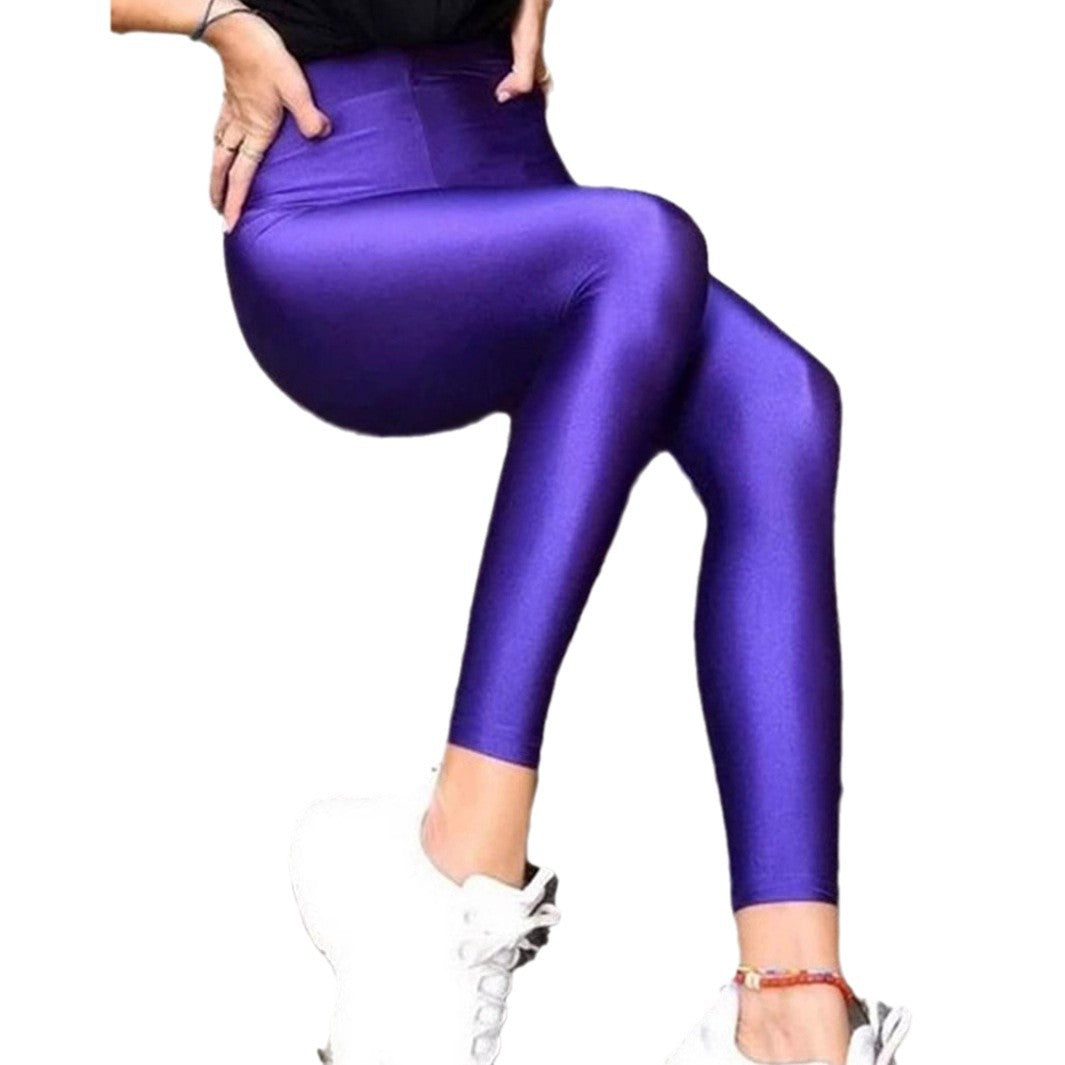 Damen Hochglänzende Fitness-Leggings mit hoher Taille und umfassendem Komfort R&B
