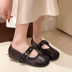 Damen Mary Jane Schuhe mit modischer Schnalle und weichem Innenfutter EB