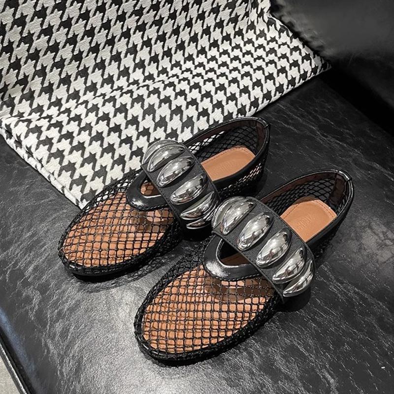 Damen Modische Mesh-Sandalen mit metallischem Akzent R&B