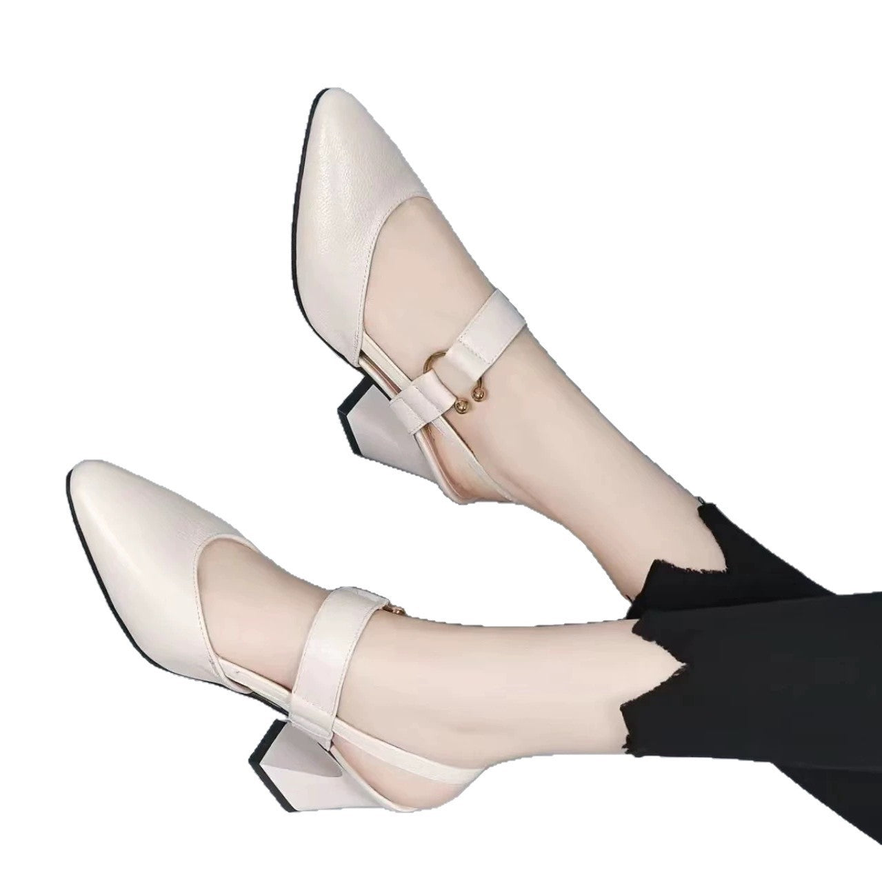 Damen Slingback Pumps mit elegantem Blockabsatz und verstellbarem Riemendesign R&B