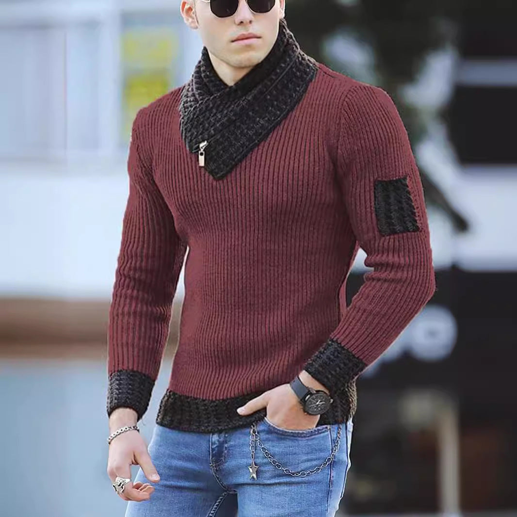 Herren strukturierter Pullover mit modernem Stehkragen R&B