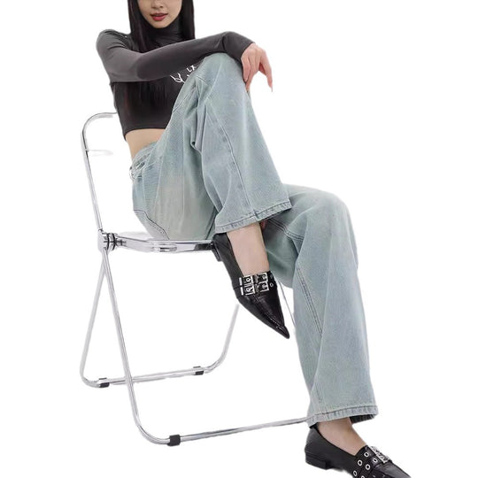 Damen Weit geschnittene Hochbundjeans im modischen Vintage-Look R&B