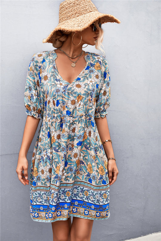 Damen Freizeitkleid mit floralem Design und weich fließendem Stoff R&B