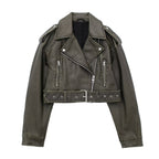 R&B | Damen Lederjacke mit Reißverschluss und GürtelDetails
