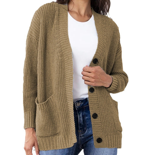 Damen Grobstrick-Cardigan mit praktischen Taschen und lässigem Schnitt R&B