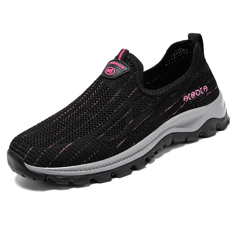 Damen Sportliche Slip-On Schnürschuhe mit atmungsaktiver Oberflächenstruktur und dämpfender Sohle R&B