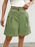Damen Hochtaillierte Shorts mit doppeltem Knopfverschluss und Falten R&B