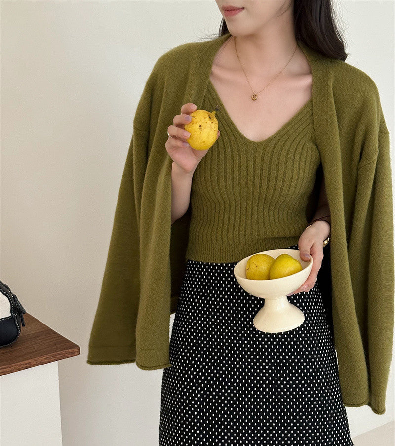 Damen Weicher Langarm-Cardigan mit Knopfleiste und bequemer Passform R&B