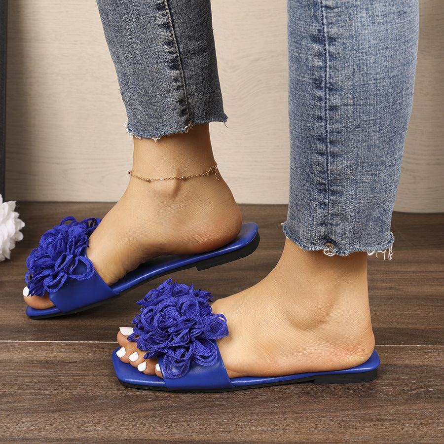 Damen elegante Slide-Sandalen mit floralen Applikationen R&B