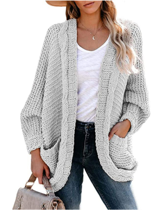 Damen Grobstrickjacke mit lässigem Schnitt und tiefen Taschen R&B