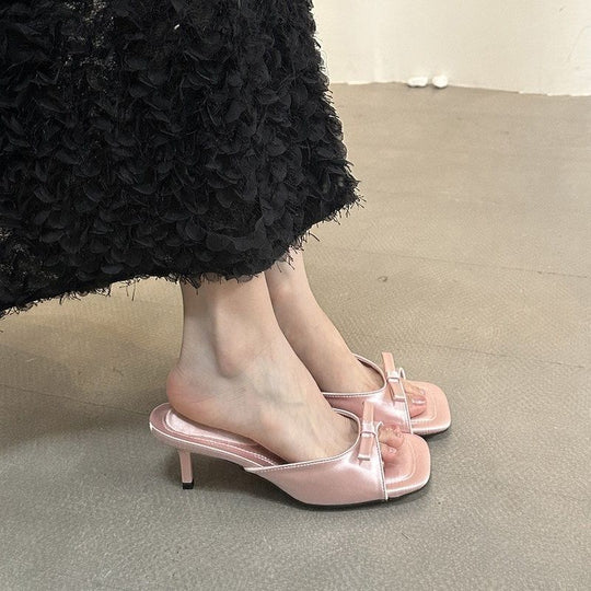 Damen elegante Mules mit Schleifenakzent R&B