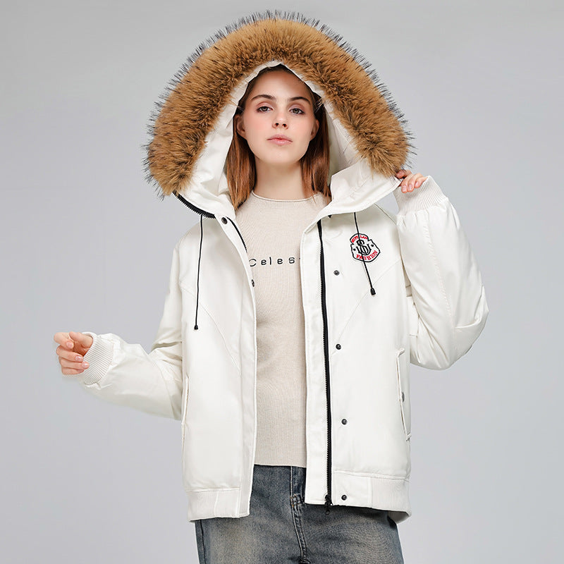 Damen Sportliche Pufferjacke mit abnehmbarem Kunstfellkragen und praktischen Taschen R&B
