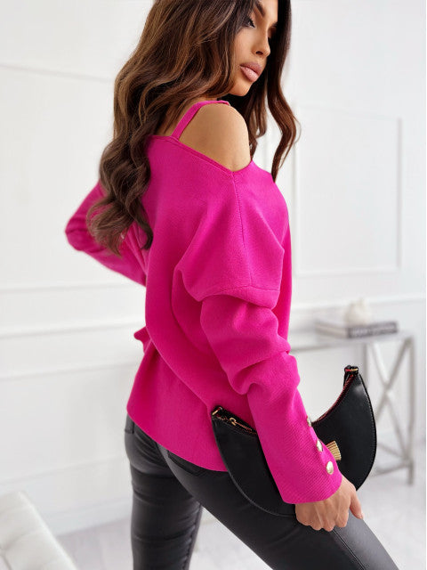 Damen lässiger Pullover mit schulterfreier Detailgestaltung R&B