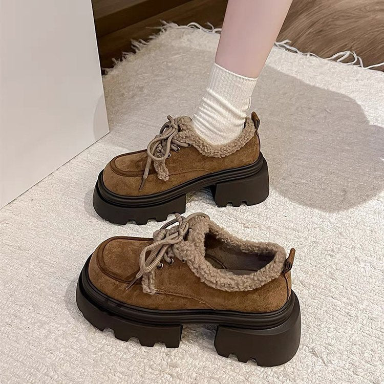 Damen Komfortable Sneakers mit flauschiger Kragen R&B