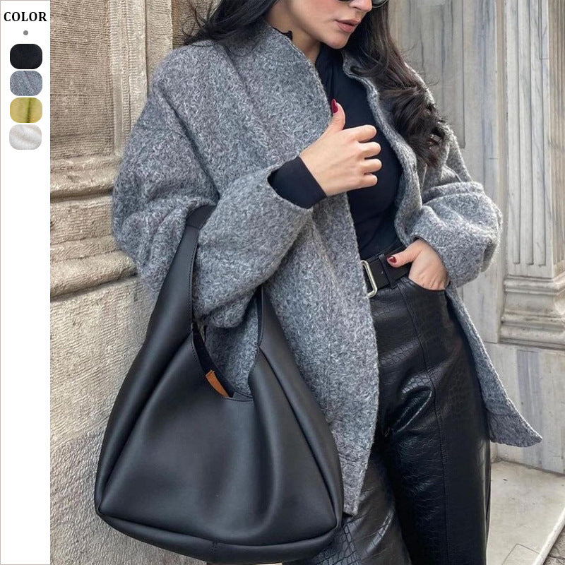 Damen Oversize Softshell-Jacke mit großem Kragen und praktischen Taschen R&B