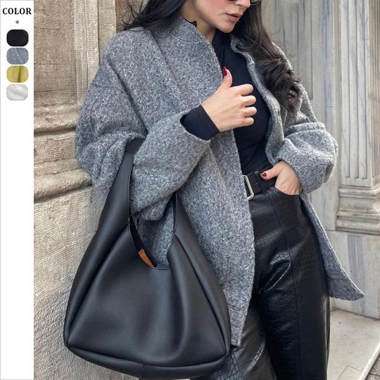 Damen Oversize Softshell-Jacke mit großem Kragen und praktischen Taschen R&B
