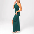 Damen elegantes schulterfreies Abendkleid mit Rüschendetails R&B