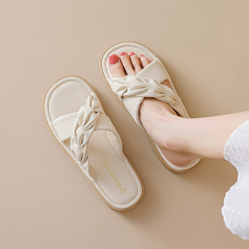 Damen Knöchelfreie Slidesandalen mit geflochtenem Riemendesign R&B