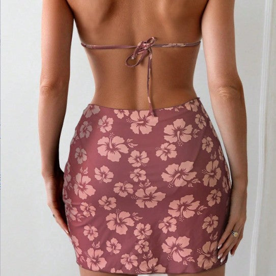 Damen Triangel-Bikini-Set mit modischem Wickelrock R&B