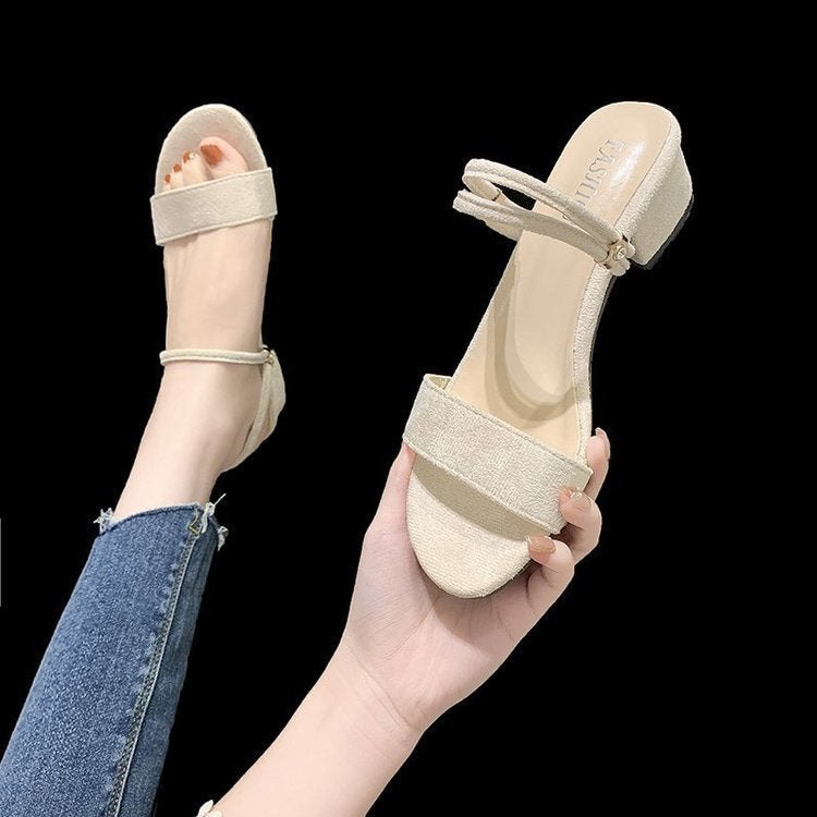 Damen elegante Sandaletten mit modischem Blockabsatz und geschwungenen Riemen