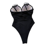 Damen Einteiler Badeanzug mit modischem Cut-Out und hochgeschlossenem Design R&B