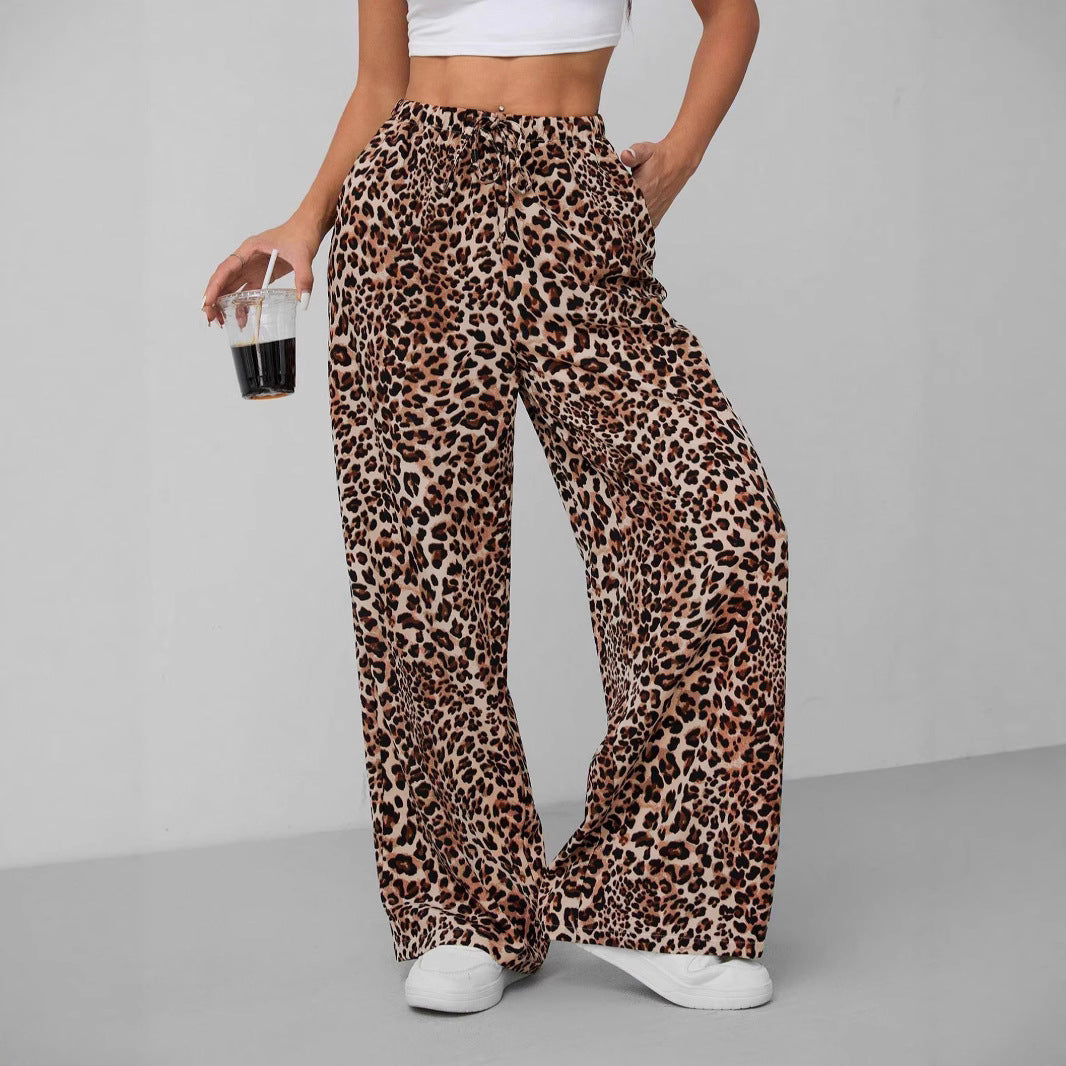 Damen Relaxed Fit Leopardenmuster Palazzo-Hose R&B