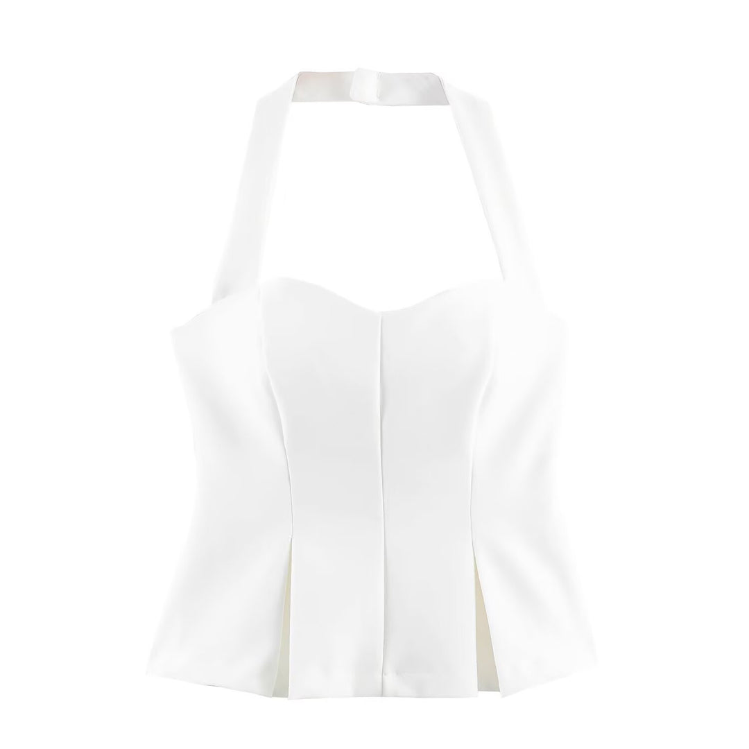 Damen Haltertop mit elegantem Taillenschnitt und feinen Plisseedetails R&B