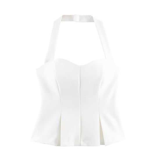 Damen Haltertop mit elegantem Taillenschnitt und feinen Plisseedetails R&B