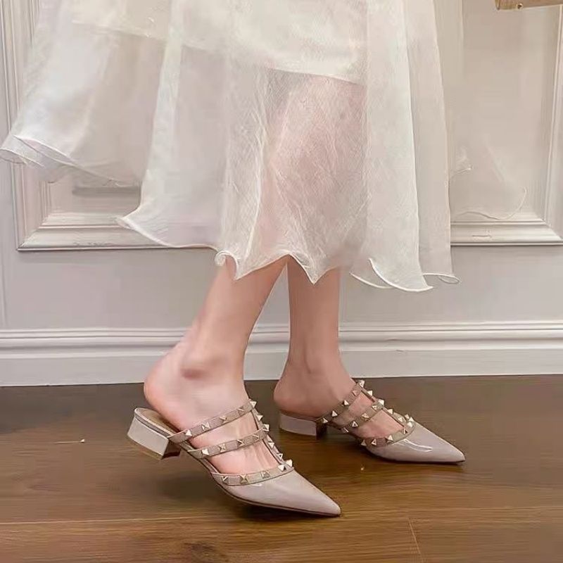 Damen Mules mit dekorativen Riemen und komfortablem Blockabsatz R&B