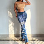 Damen Hochtaillierte Streifenleggings R&B