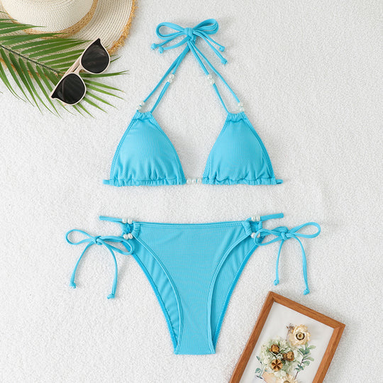 Damen Triangel-Bikini mit raffinierten Perlenakzenten R&B