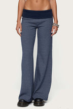 Damen weite Lounge-Hose mit elastischem Bund und maritimem Streifenmuster R&B