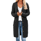 Damen Strickjacke mit Kabelmuster und Taschen