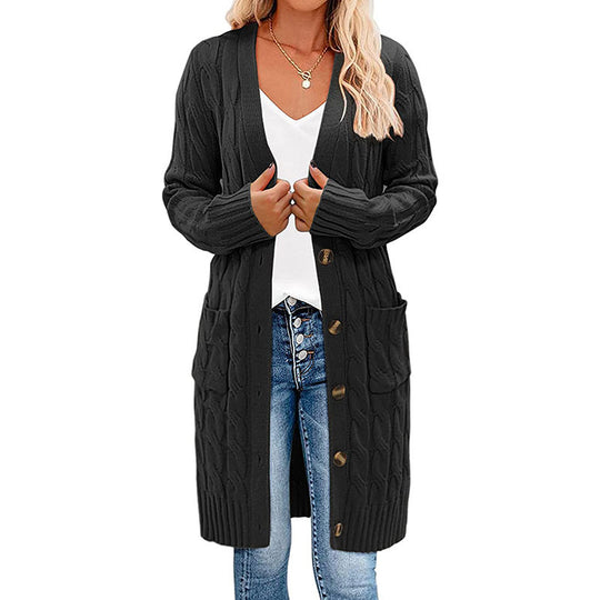 Damen Strickjacke mit Kabelmuster und Taschen R&B