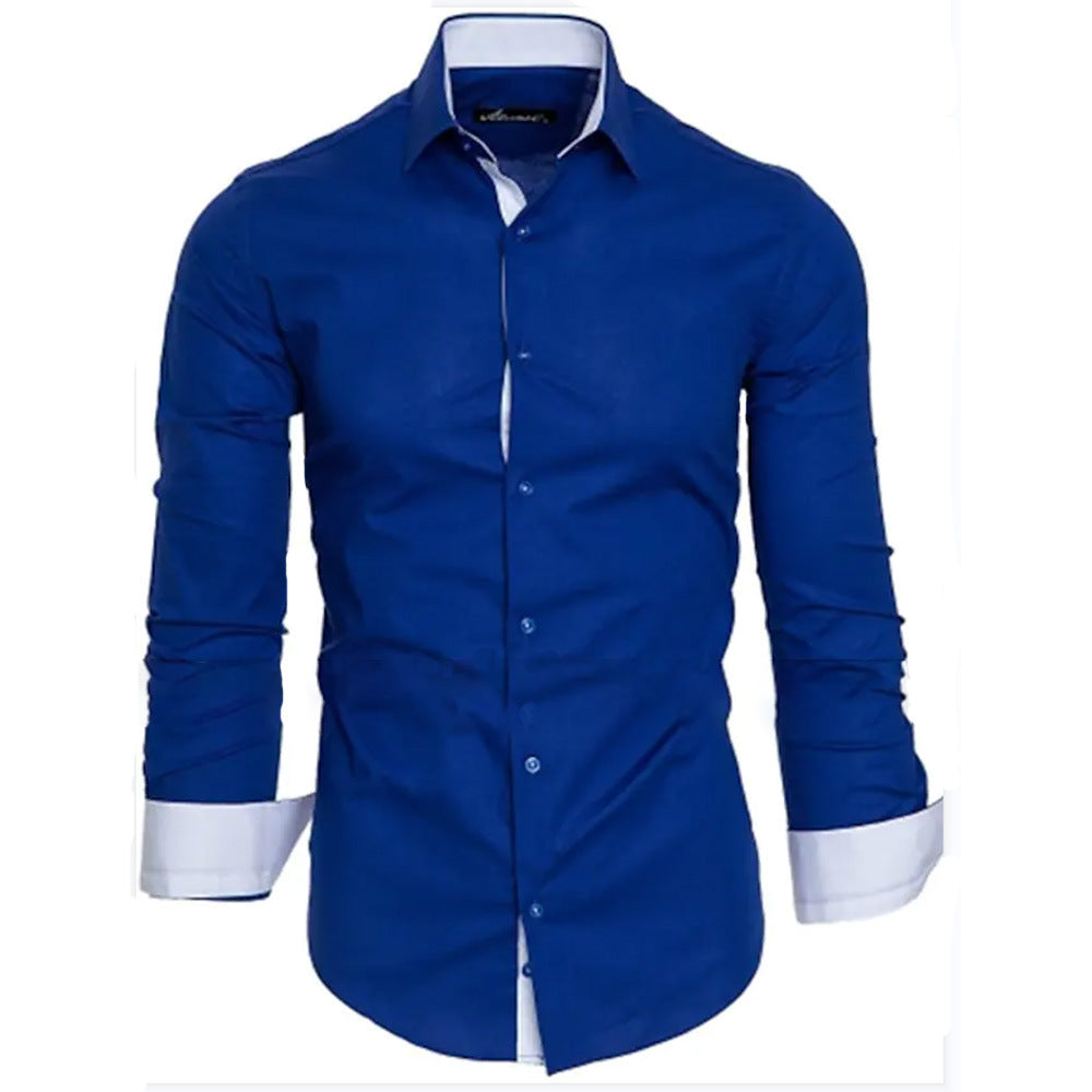Herren elegantes Langarmhemd mit kontrastierenden Manschetten R&B