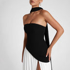 Damen Hochwertiges Abendkleid mit asymmetrischem Schnitt und elegantem Schlitz R&B