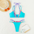 Damen Triangel-Bikini mit trendy Blumenmuster und modischem Bindesystem R&B