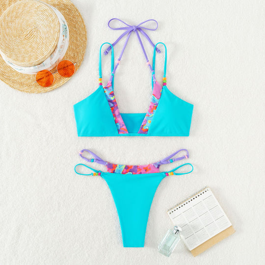 Damen verspielter Bikini mit buntem Floral-Design R&B